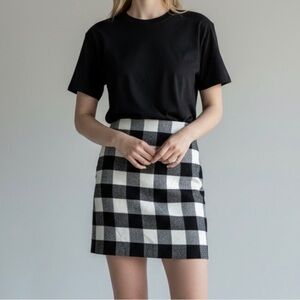 Talbots Black and White Plaid Mini Skirt